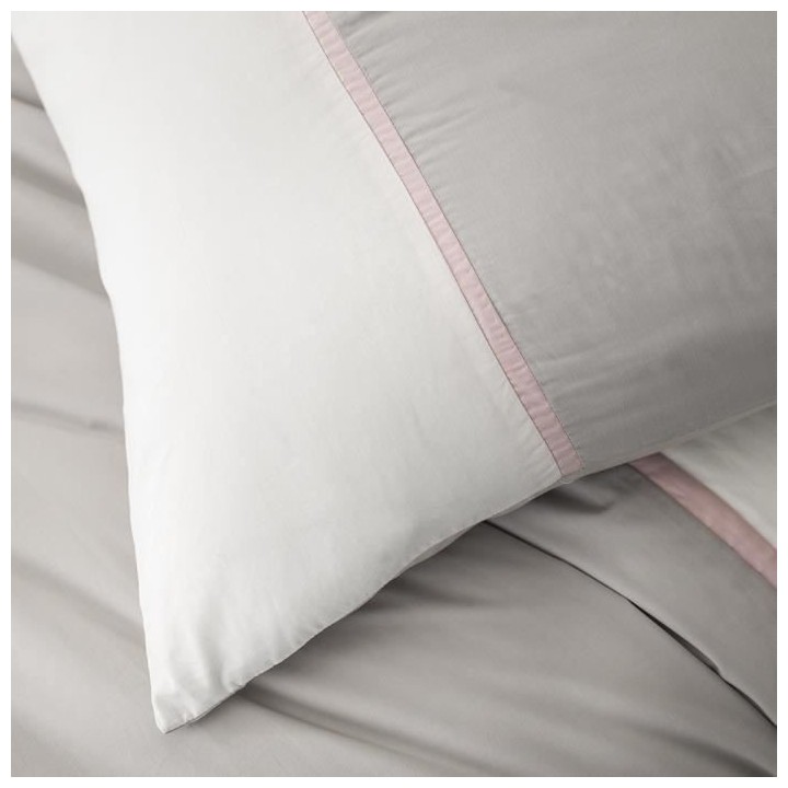 TODAY Parure de lit Gabin - 220 x 240 cm - Percale Gris clair + Drap h