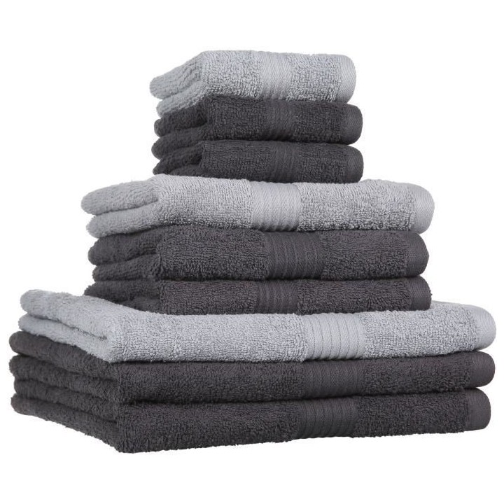 Lot de 9 serviettes de bain ESSENTIAL - 100% Coton - 50 / 90 / 130 cm