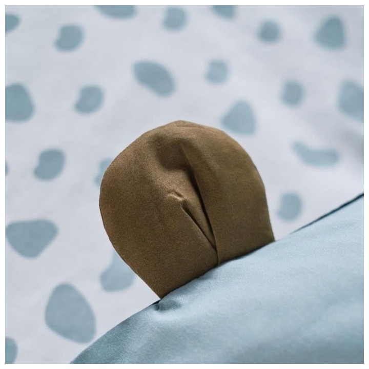 Parure de lit Funny - 1 personne - 140 x 200 cm - 100% coton - Bleu Mo