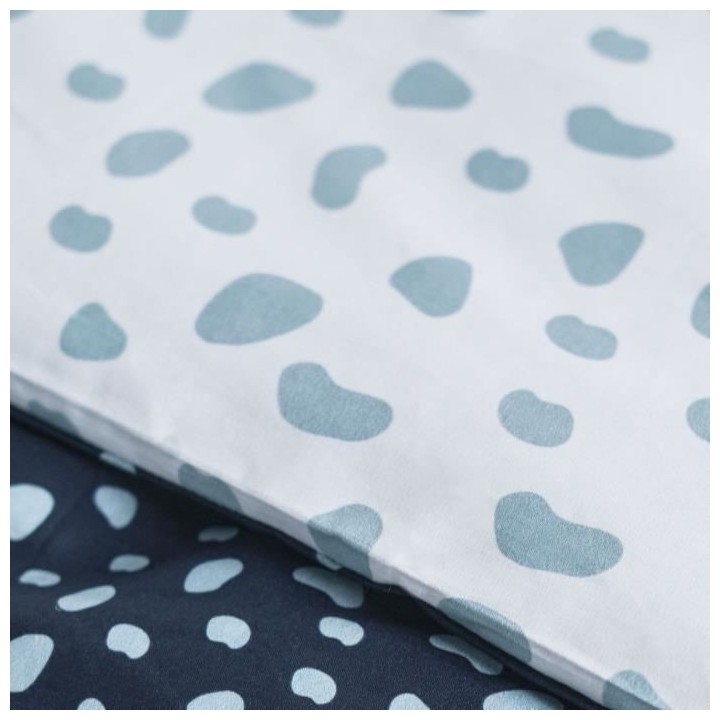 Parure de lit Funny - 1 personne - 140 x 200 cm - 100% coton - Bleu Mo