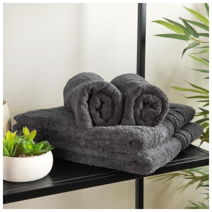 Lot de 2 serviettes de bain et 2 draps de bain 100% coton 500 GSM - TO