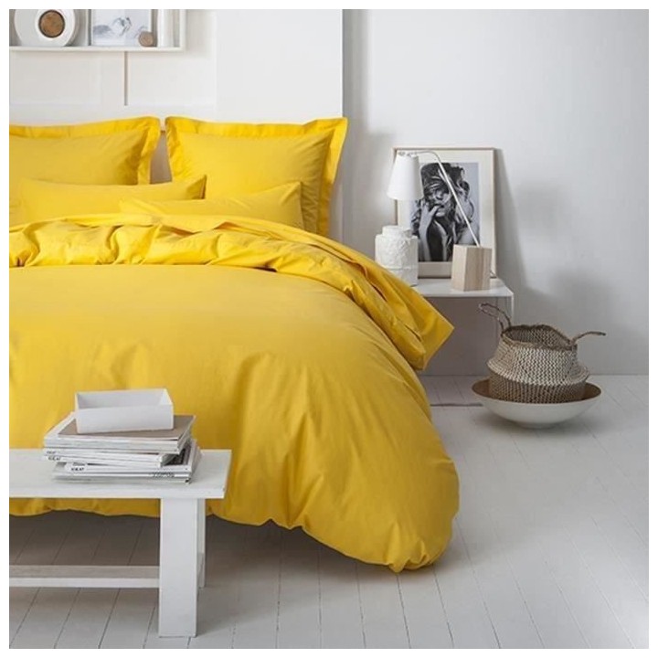 TODAY Drap plat 100% coton - 240x300 cm - Jaune safran TODAY