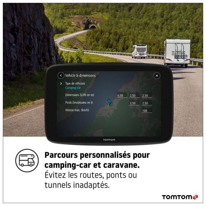 TOM TOM - GPS GO Camper Max Camping-Car et Caravane - écran HD 7 - Ca
