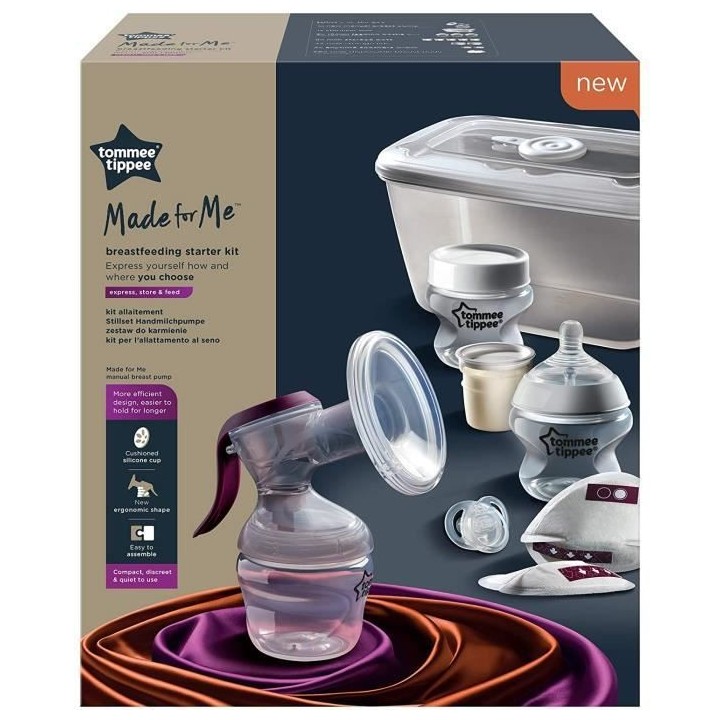 TOMMEE TIPPEE Starter Kit Allaitement Manuel Made for Me, tire-lait ma