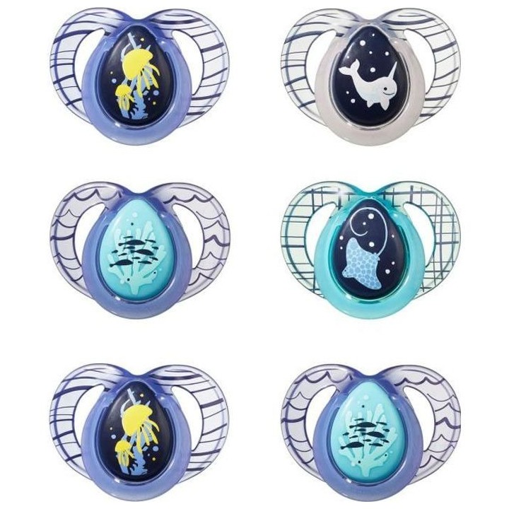 TOMMEE TIPPEE Sucette CTN Nuit x6 6-18 mois non aléatoire