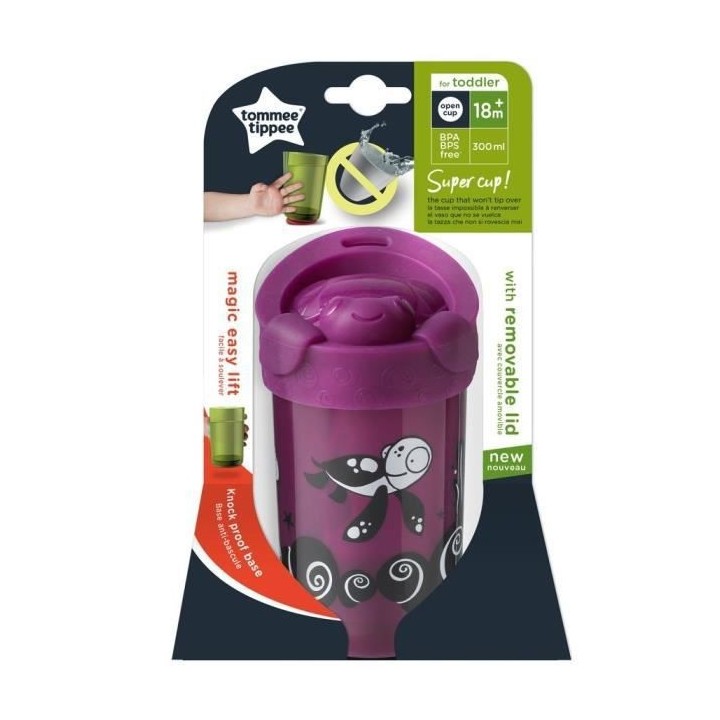 Tommee Tippee Tasse Anti-chute Supercup Couvercle-Déco Violet