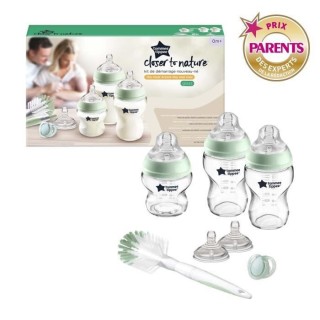 TOMMEE TIPPEE Biberon Kit Naissance en Verre Closer to Nature, vert sa