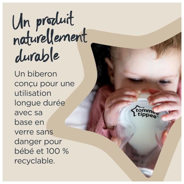 TOMMEE TIPPEE Biberon Kit Naissance en Verre Closer to Nature, vert sa