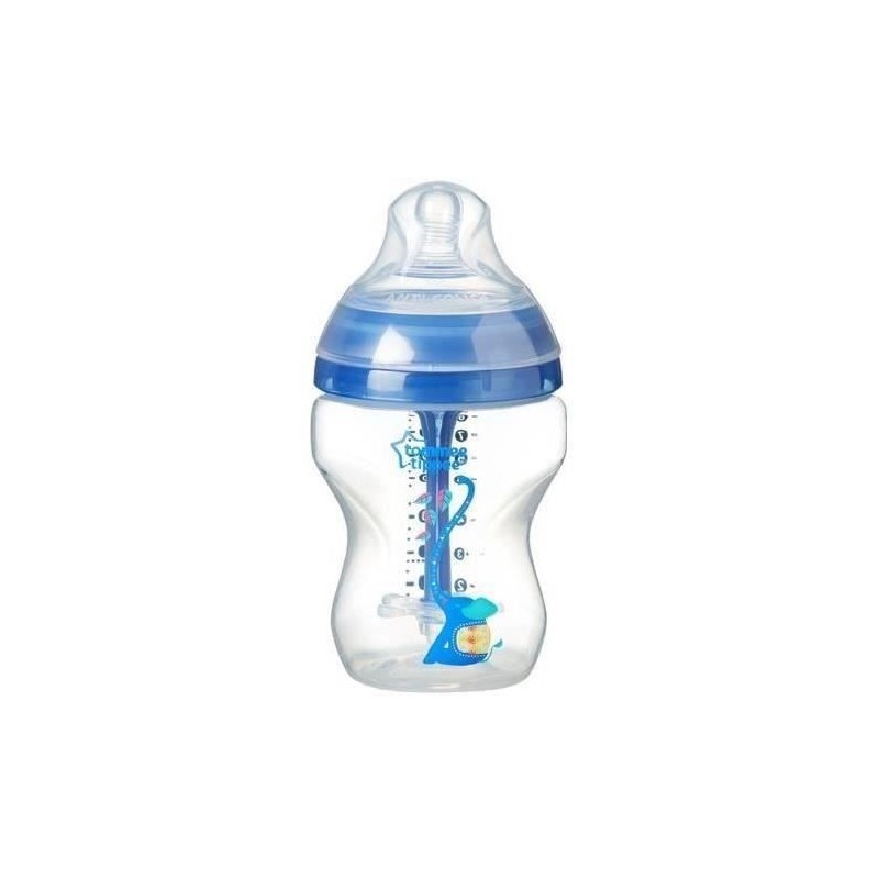 TOMMEE TIPPEE Biberon Anti Colique Avancé 260ml, décoré bleu