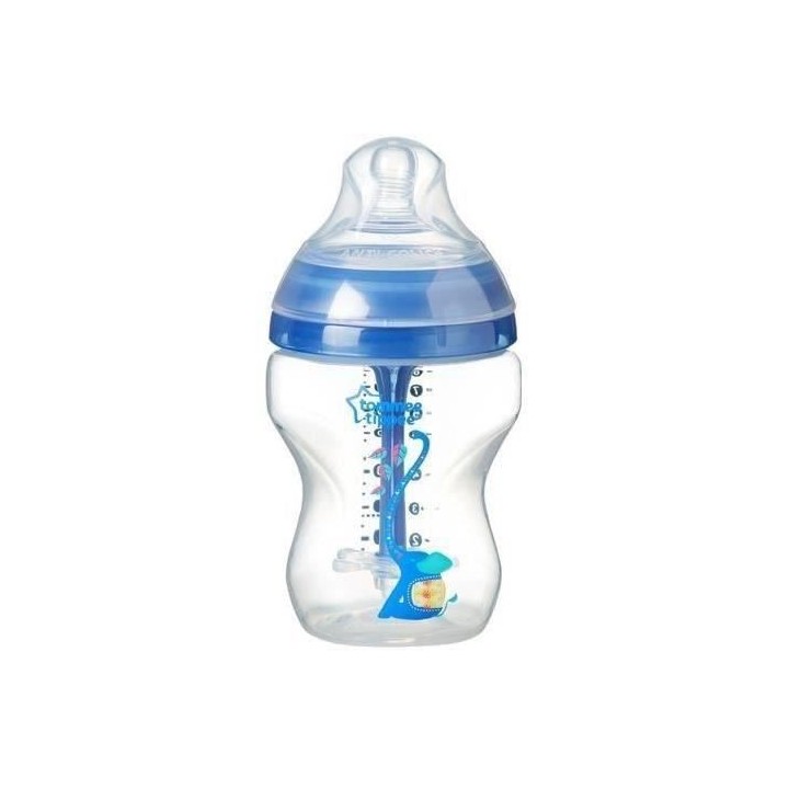 TOMMEE TIPPEE Biberon Anti Colique Avancé 260ml, décoré bleu