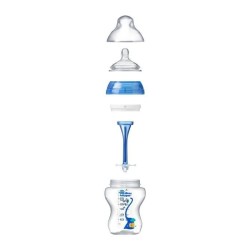 TOMMEE TIPPEE Biberon Anti Colique Avancé 260ml, décoré bleu