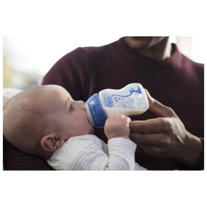 TOMMEE TIPPEE Biberon Anti Colique Avancé 260ml, décoré bleu