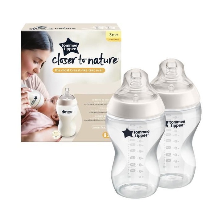 Tommee Tippee Closer To Nature Biberon, Lot de 2, 340ml