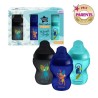 Tommee Tippee - Biberons Closer to Nature - Tétine Imitant le Sein Maternel Valve Anti-Colique - 260 ml - Lot de 3 - Bleu