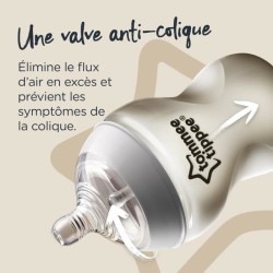 TOMMEE TIPPEE - Lot de 6 biberons Closer to Nature - Tétine valve Anti-Colique - 260ml - Multicolore