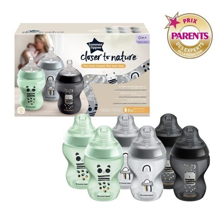 Tommee Tippee - Lot de 6 biberons Closer to Nature - Tétine valve Ant