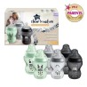 Tommee Tippee - Lot de 6 biberons Closer to Nature - Tétine valve Anti-Colique - 260ml - Chouette et Panda