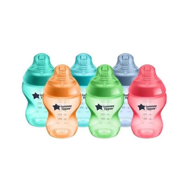 Tommee Tippee - Lot de 6 biberons Closer to Nature - Tétine valve Ant