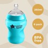 Tommee Tippee - Lot de 6 biberons Closer to Nature - Tétine valve Anti-Colique - 260ml - Multicolore