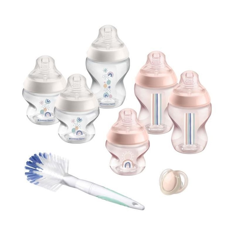 Tommee Tippee - Biberons Coffret Naissance Closer to Nature - Tétine Anti-Colique - Rose