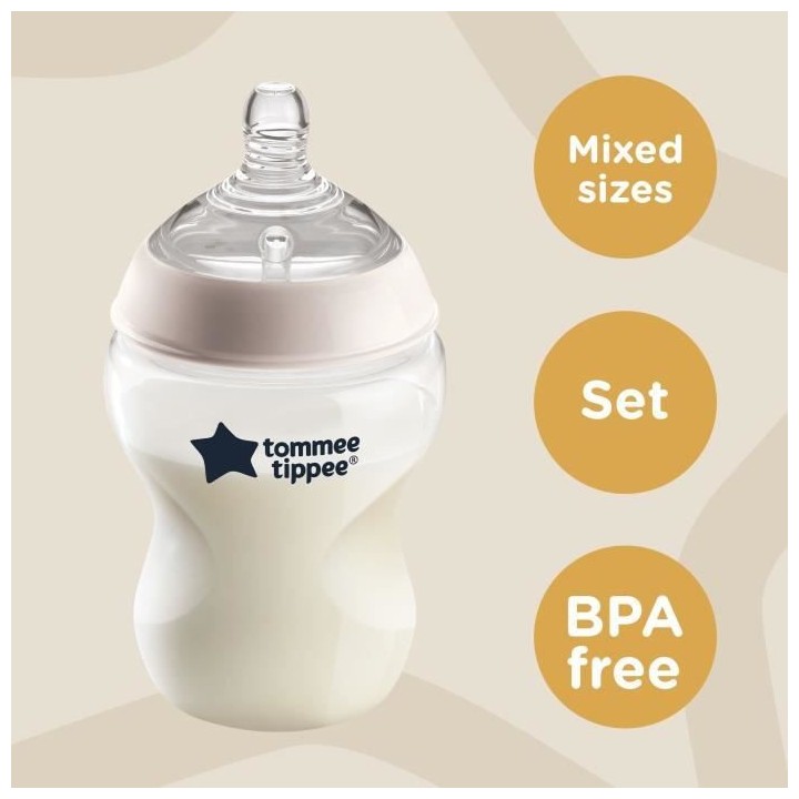 TOMMEE TIPPEE Biberon Kit Naissance Closer to Nature, Transparent