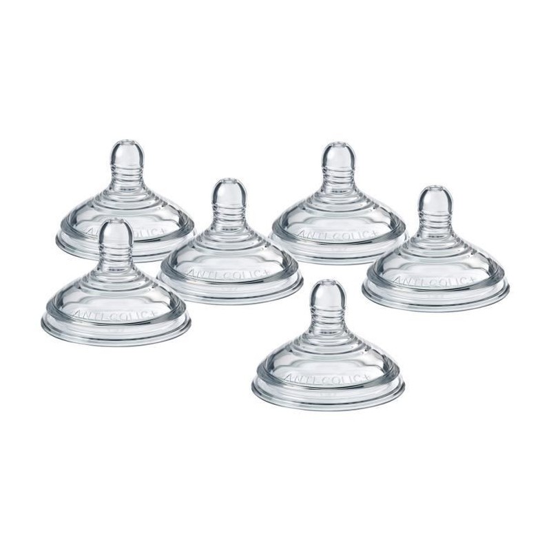 Tommee Tippee - Lot de 6 tétines de Biberon Anti-Colique Avancé - Débit Moyen - 3 Mois+