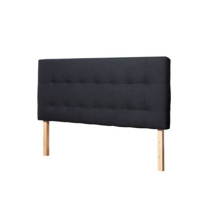 Tete de lit AGADIR - Couchage 140x190 cm - Tissu noir - L 152 x P 8 x