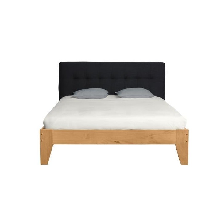 Tete de lit AGADIR - Couchage 140x190 cm - Tissu noir - L 152 x P 8 x