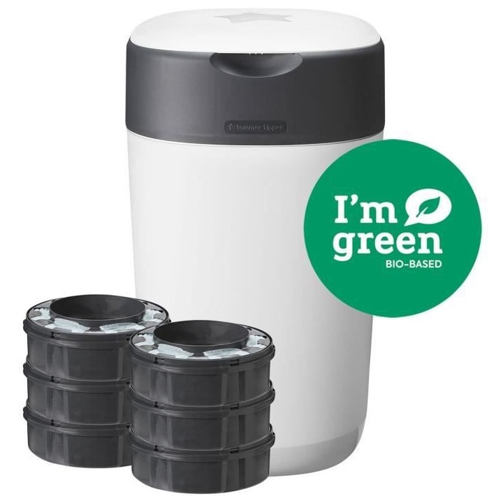 TOMMEE TIPPEE Starter Pack Twist & click Blanc bac + 6 recharges FFP