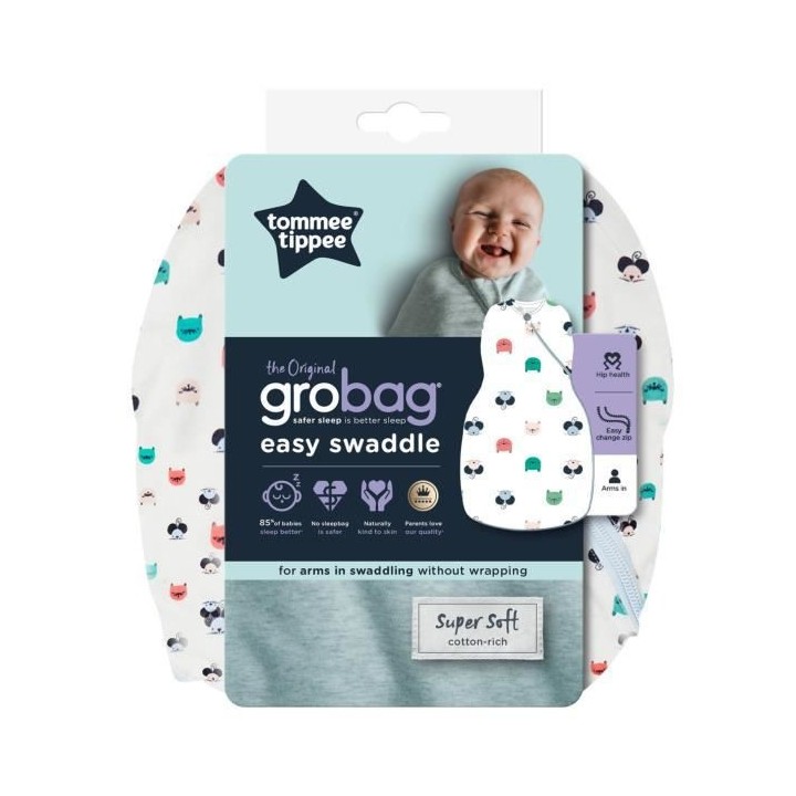 TOMMEE TIPPEE Lange d'emmaillotage x1 - 0-3 mois - Cat & Mouse