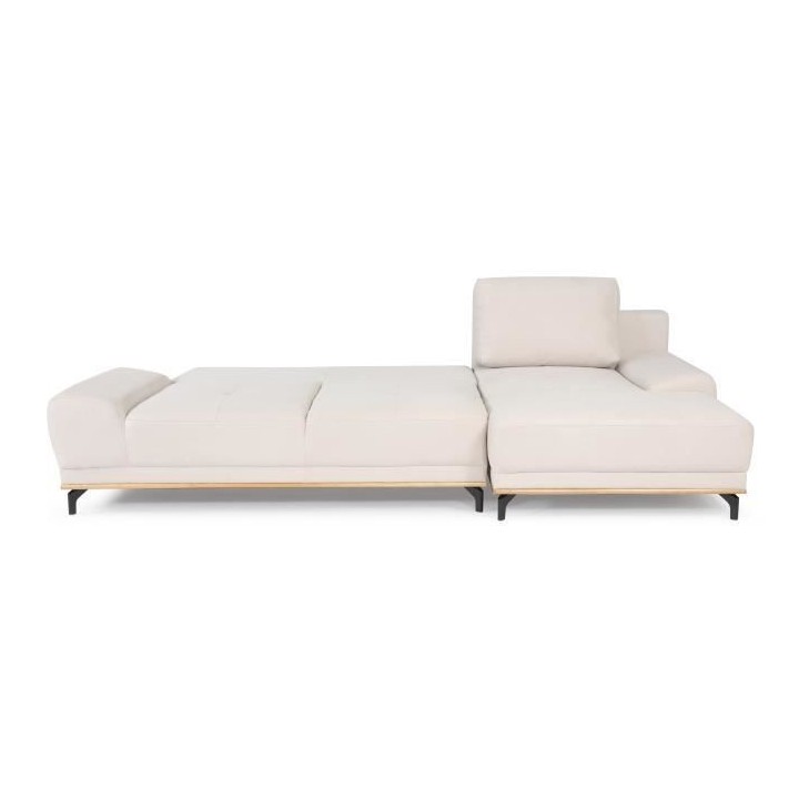 Canapé d'angle convertible droit 4 places - Tissu Campsay beige - L 2