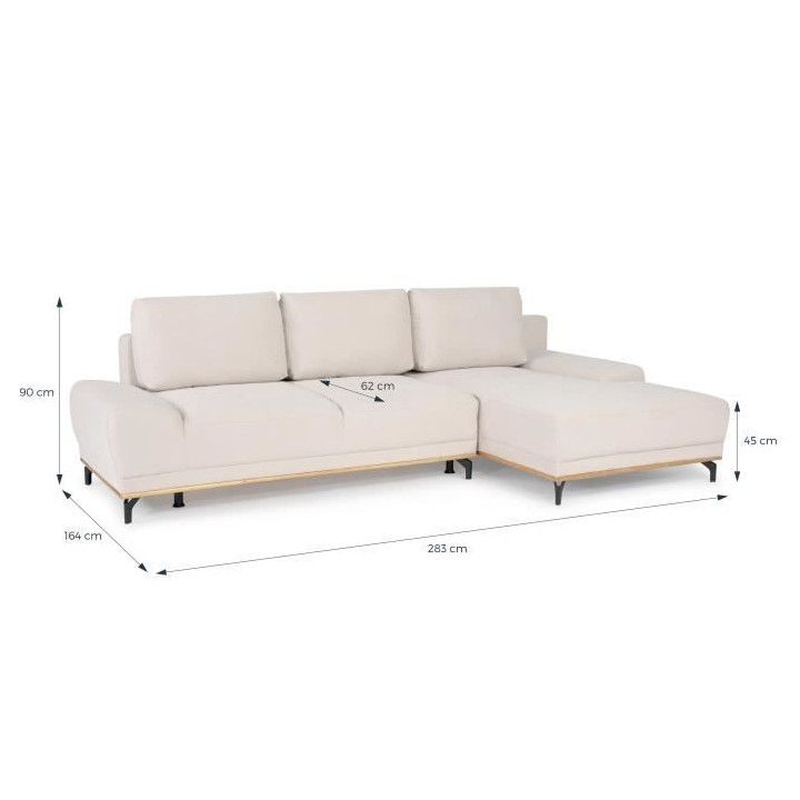 Canapé d'angle convertible droit 4 places - Tissu Campsay beige - L 2