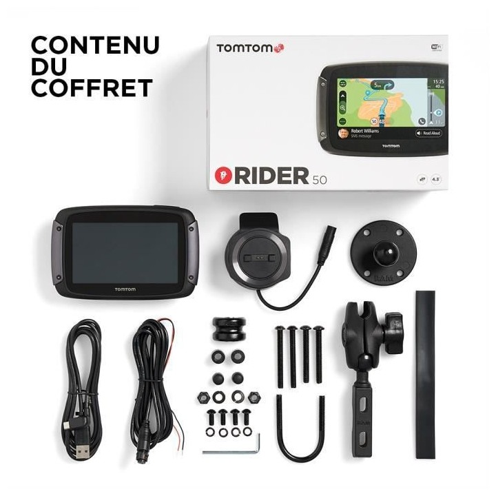 TomTom Rider 50 - GPS moto 4,3'', cartographie Europe 24, Wi-Fi intég
