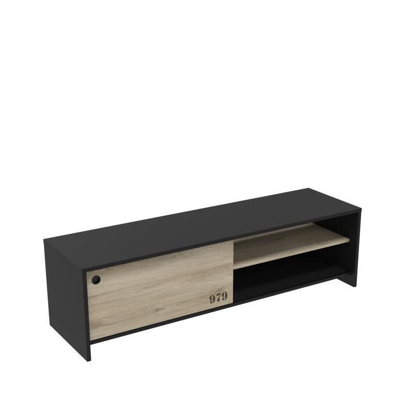 DEMEYERE Meuble TV 1 porte coulissante -Décor chene kronberg - L 151,3 x P 42,3 x H 42,7 cm - TOMY