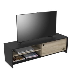 DEMEYERE Meuble TV 1 porte coulissante -Décor chene kronberg - L 151,3 x P 42,3 x H 42,7 cm - TOMY