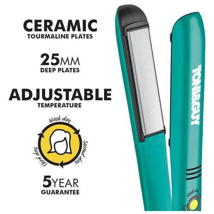 TONI&GUY TGST3009E - Lisseur Hello Day - Plaques céramique et tourmal