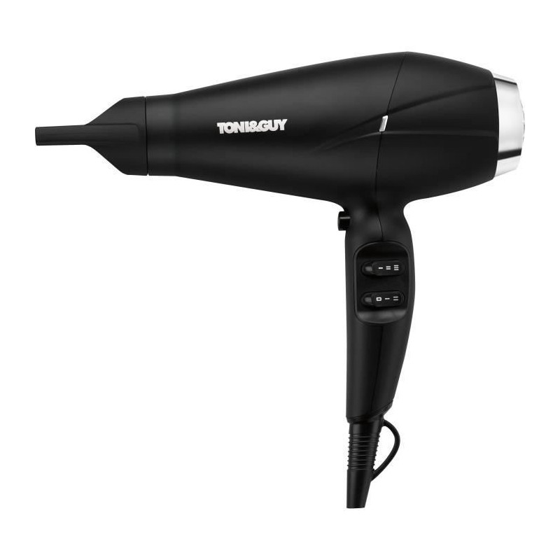 TONI&GUY TGDR5375UKE - Seche cheveux ionique avec moteur AC - 2200W - 3 niveaux de chaleur - 2 vitesses - Noir