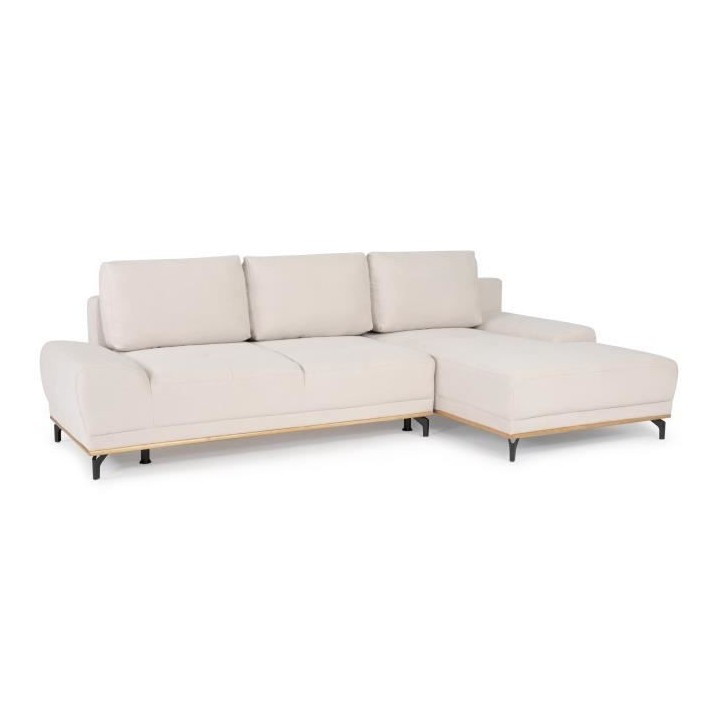 Canapé d'angle convertible droit 4 places - Tissu Campsay beige - L 2