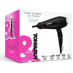 TONI&GUY TGDR5375UKE - Seche cheveux ionique avec moteur AC - 2200W - 3 niveaux de chaleur - 2 vitesses - Noir