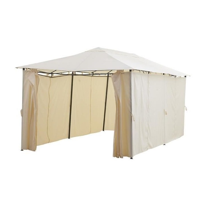 Gazebo - 3 x 6 m - Avec Rideaux - Structure Acier & Toile Polyester -