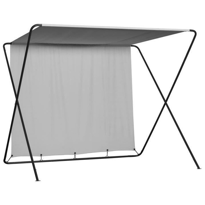 Tonnelle de jardin pliante Tina en acier avec toit en toile grise - L