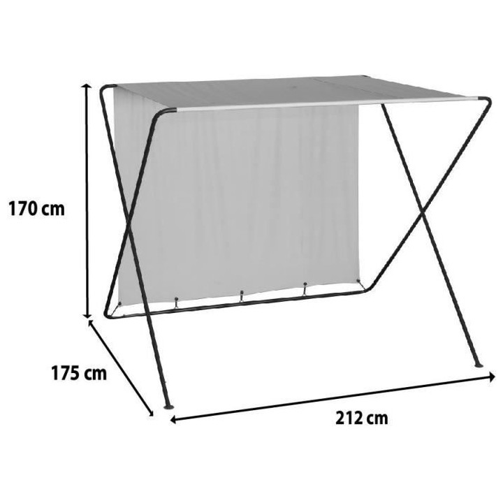 Tonnelle de jardin pliante Tina en acier avec toit en toile grise - L