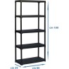 TOOD Etagere 5 tablettes dimensions h180x80x39