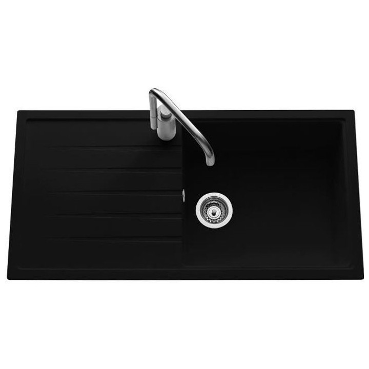 EWI Evier cuisine a encastrer 1 grand bac + 1 égouttoir Topaze - Gran