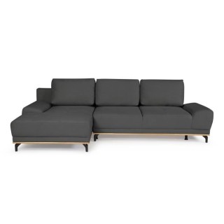 Canapé d'angle convertible gauche 4 places - Tissu Campsay gris anthr