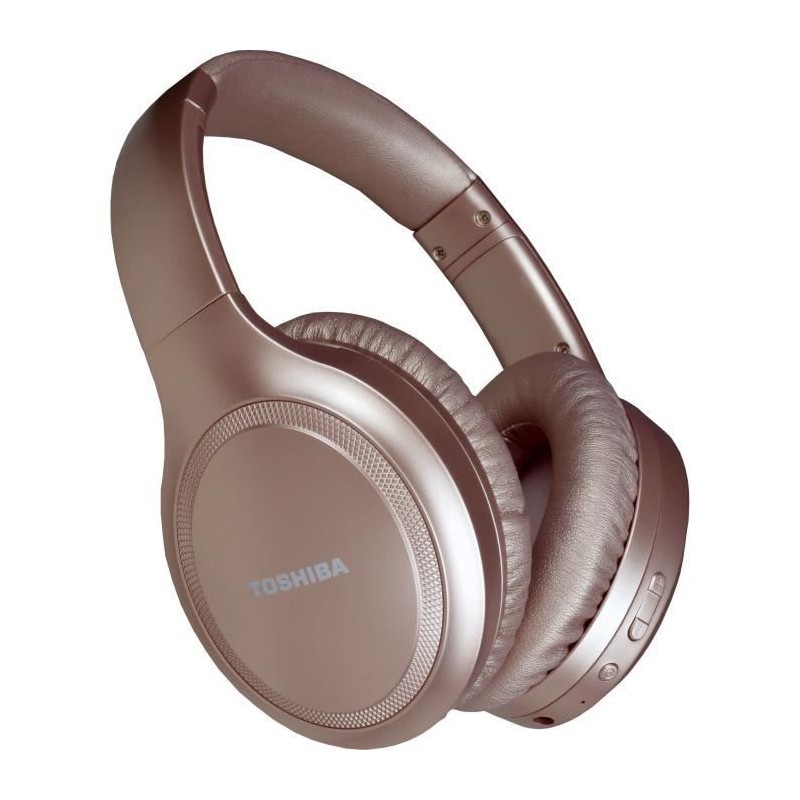 TOSHIBA RZE-BT1200HPN - Casque Arceau supra auriculaire Bluetooth - Noise Cancelling - 22dB - Fonction mains libres - Rose Gold