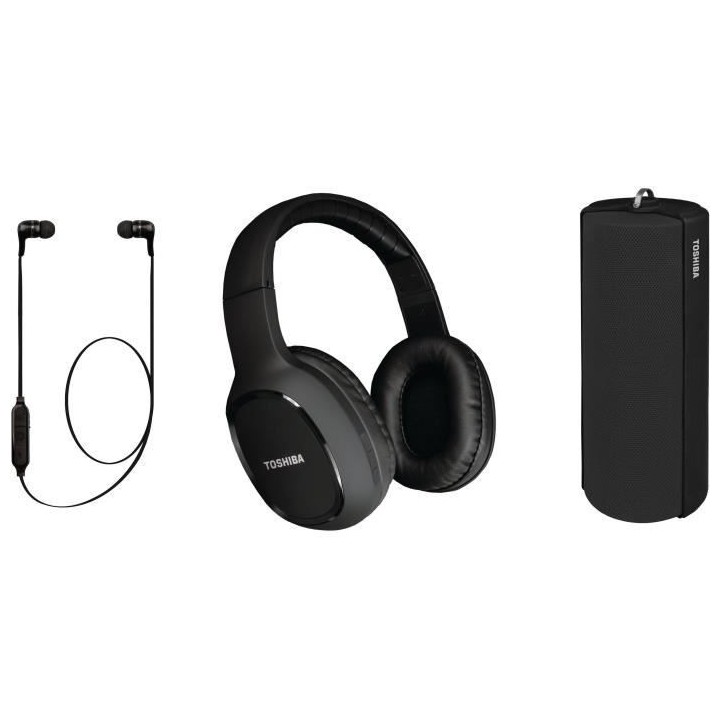 TOSHIBA - Pack Audio Sans fil 3 en 1 - HSP-3P19K - Noir - Casque Bluet