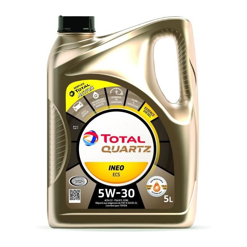 TOTAL HUILE ESSENCE & DIESEL MOTEUR 5L QUARTZ INEO ECS 5W30