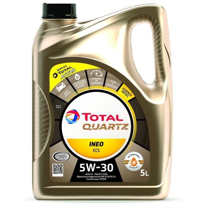 TOTAL HUILE ESSENCE & DIESEL MOTEUR 5L QUARTZ INEO ECS 5W30