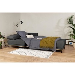 Canapé d'angle convertible gauche 4 places - Tissu Campsay gris anthracite - L 283 x P 164 x H 73 cm - AGATHE